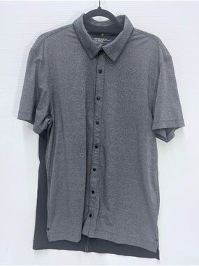 Nike Golf Dri Fit Polo Button Shirt Gray Black Athletic Mens L